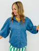 Denim Hidden Button Up Blouse (Reg)