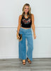 Black Lace Up Graphic Tank Top (Reg.)