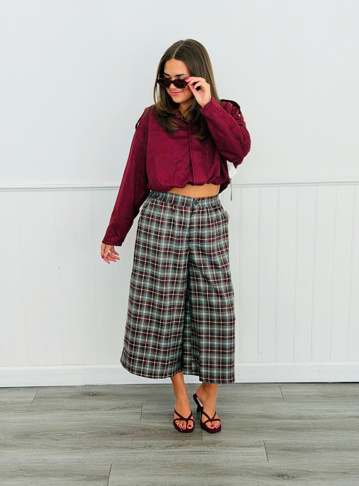 Merlot Plaid Flannel Culotte Pants (Reg.)