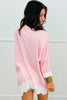 Pink Lace Asymmetrical Hem Blouse (One Size)