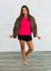 Brown Zebra Print Open Front Jacket (Reg.)