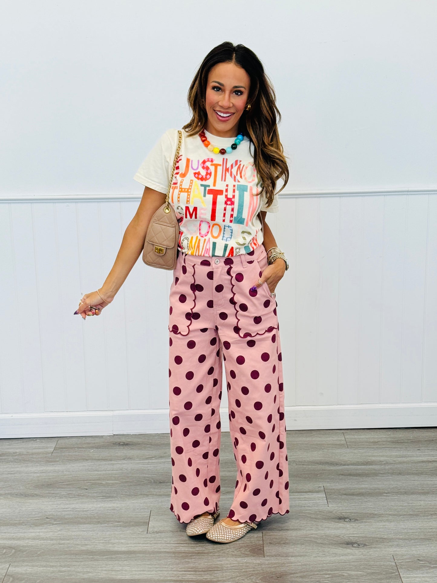 Polka Dot Scallop Trim Pants (Reg.) - 2 Colors
