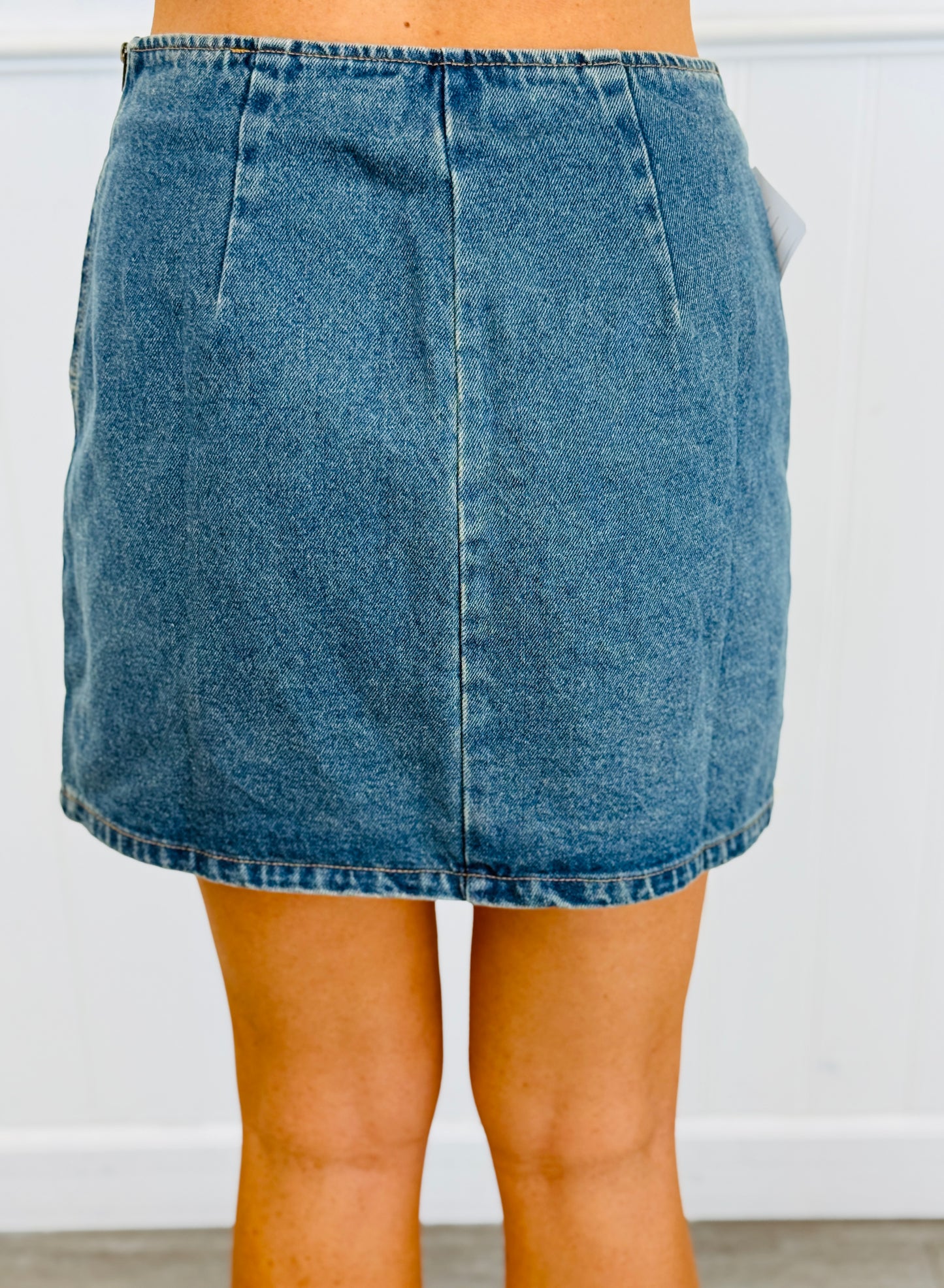 Braid Trim/Gold Button Denim Mini Skirt (Reg.)