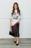Polka Dot Satin Lace Trim Midi Skirt (Reg.)- 2 Colors