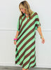 Green Tea Diagonal Stripe Midi Dress (Reg & Plus)