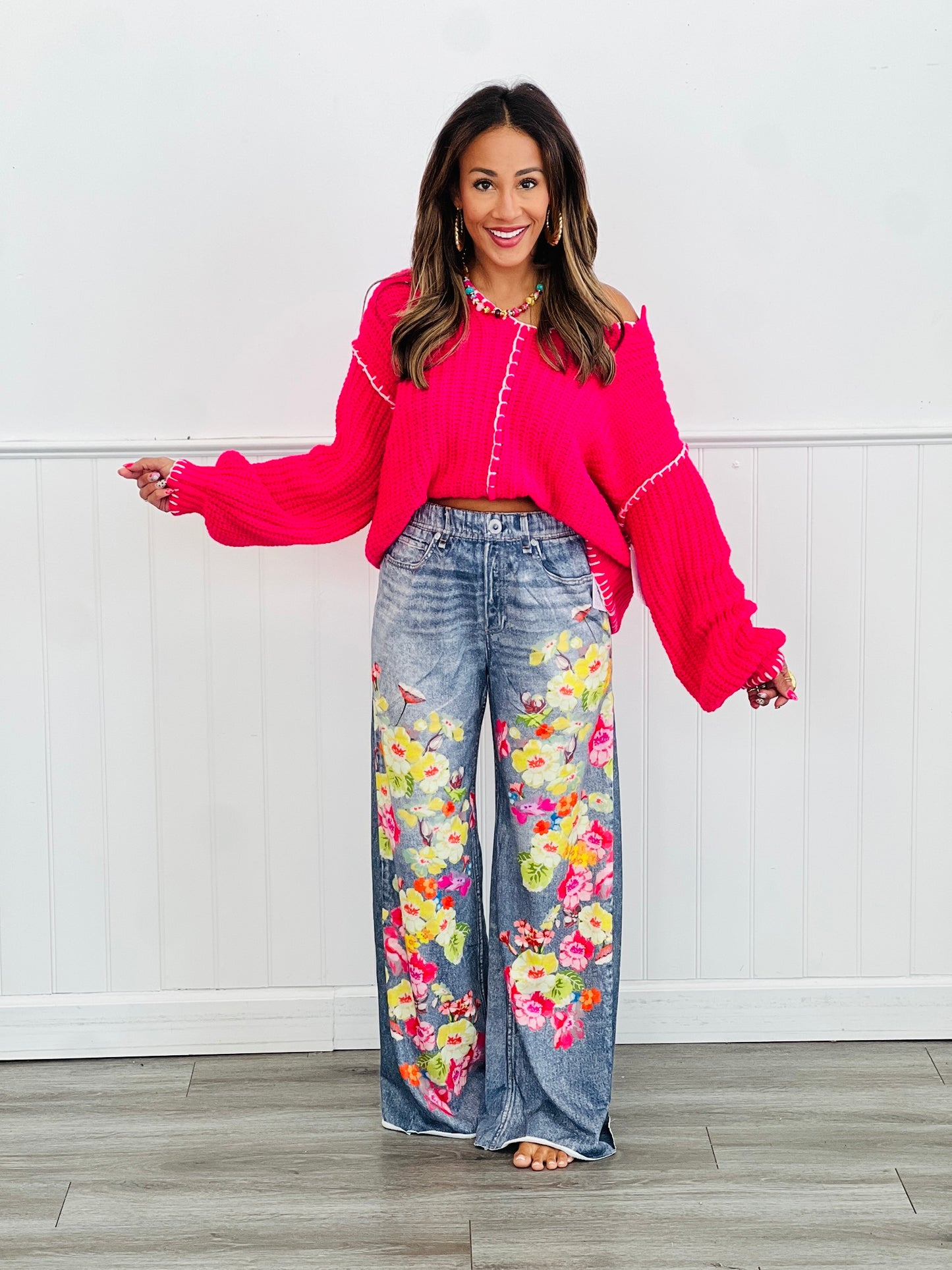Floral Illusion Denim Jeans (Reg & Plus)