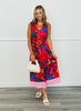 Red Tropical Floral Midi Dress (Reg & Plus)