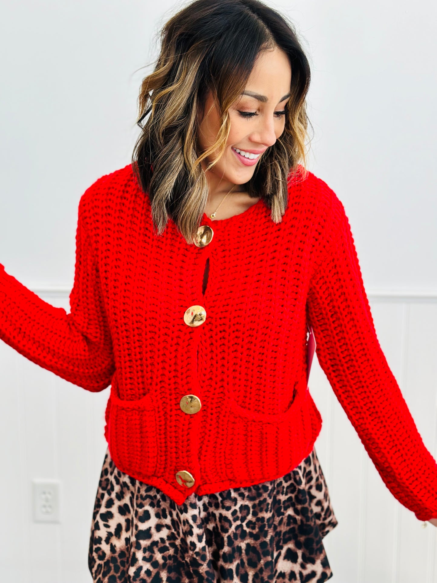 Chunky Knit Button Cardigan (Reg)-2 Colors