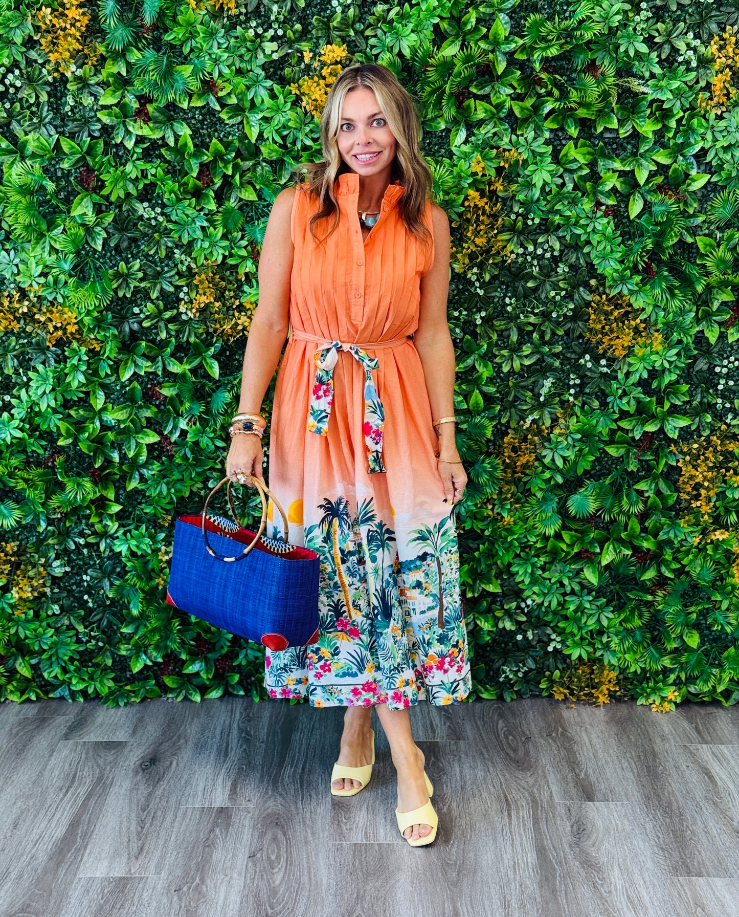 Papaya Paradise Sleeveless Midi Dress (Reg.)
