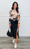 Black/Brown/White Cow Print Mesh Top (Reg.)