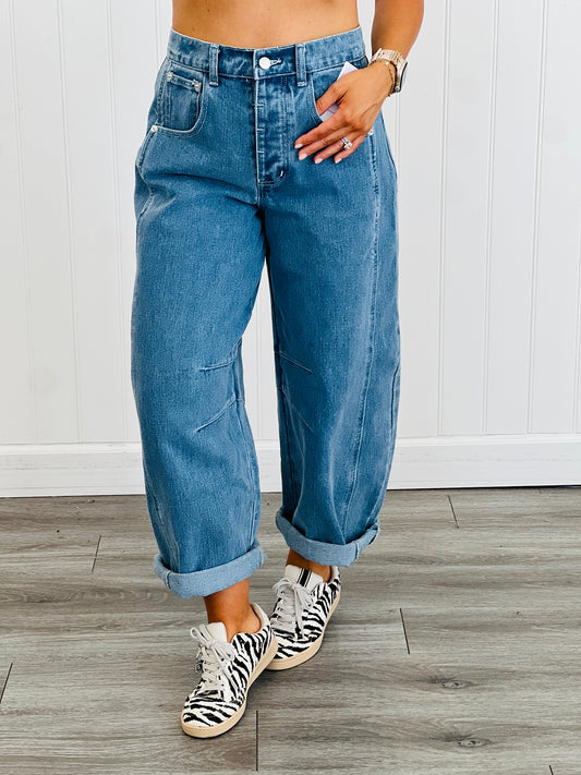 Light Blue Denim Barrel Pants (Reg & Plus)