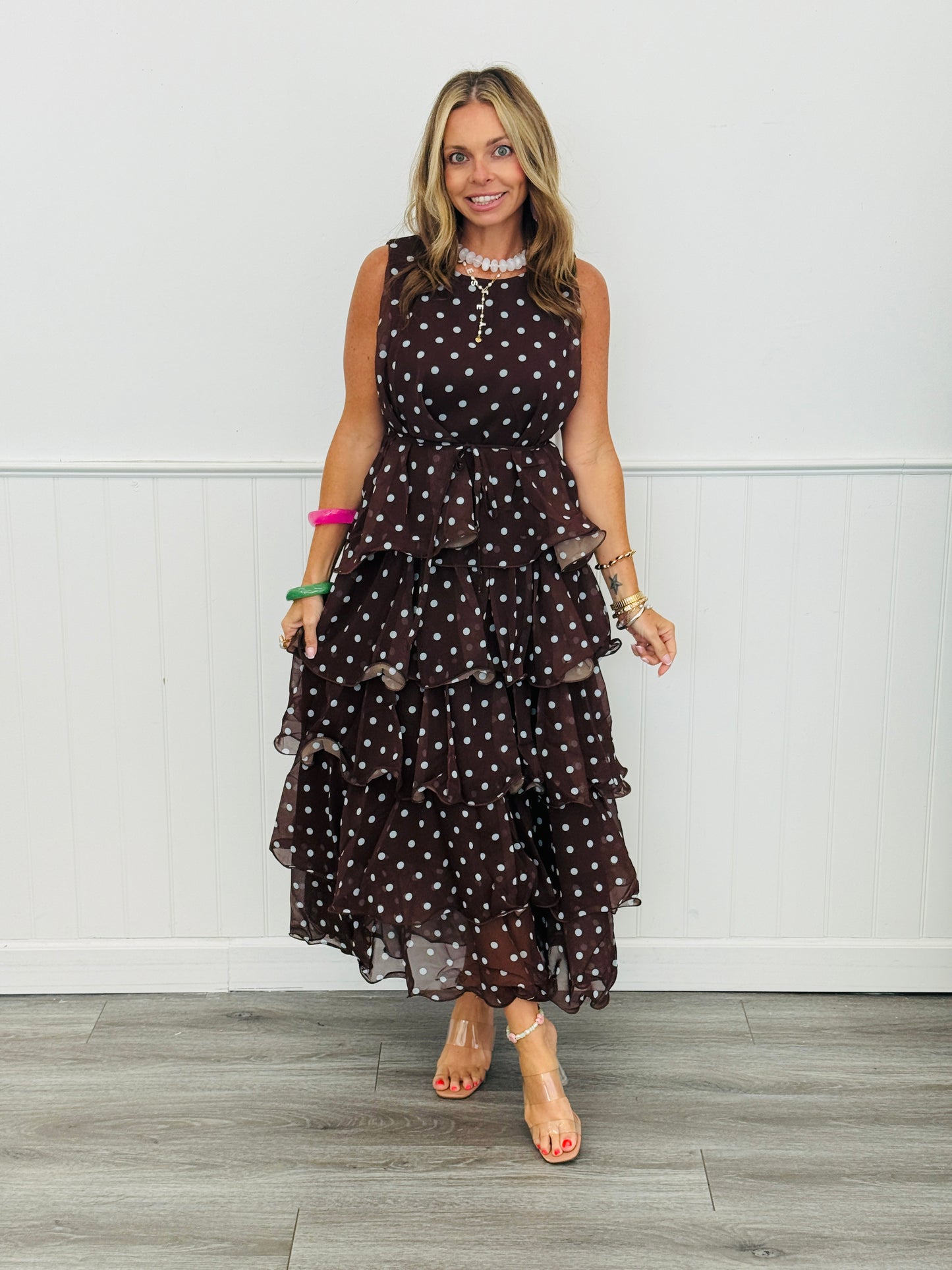 Polka Dot Ruffle Tiered Sleeveless Maxi Dress (Reg. and Plus) - 3 Colors