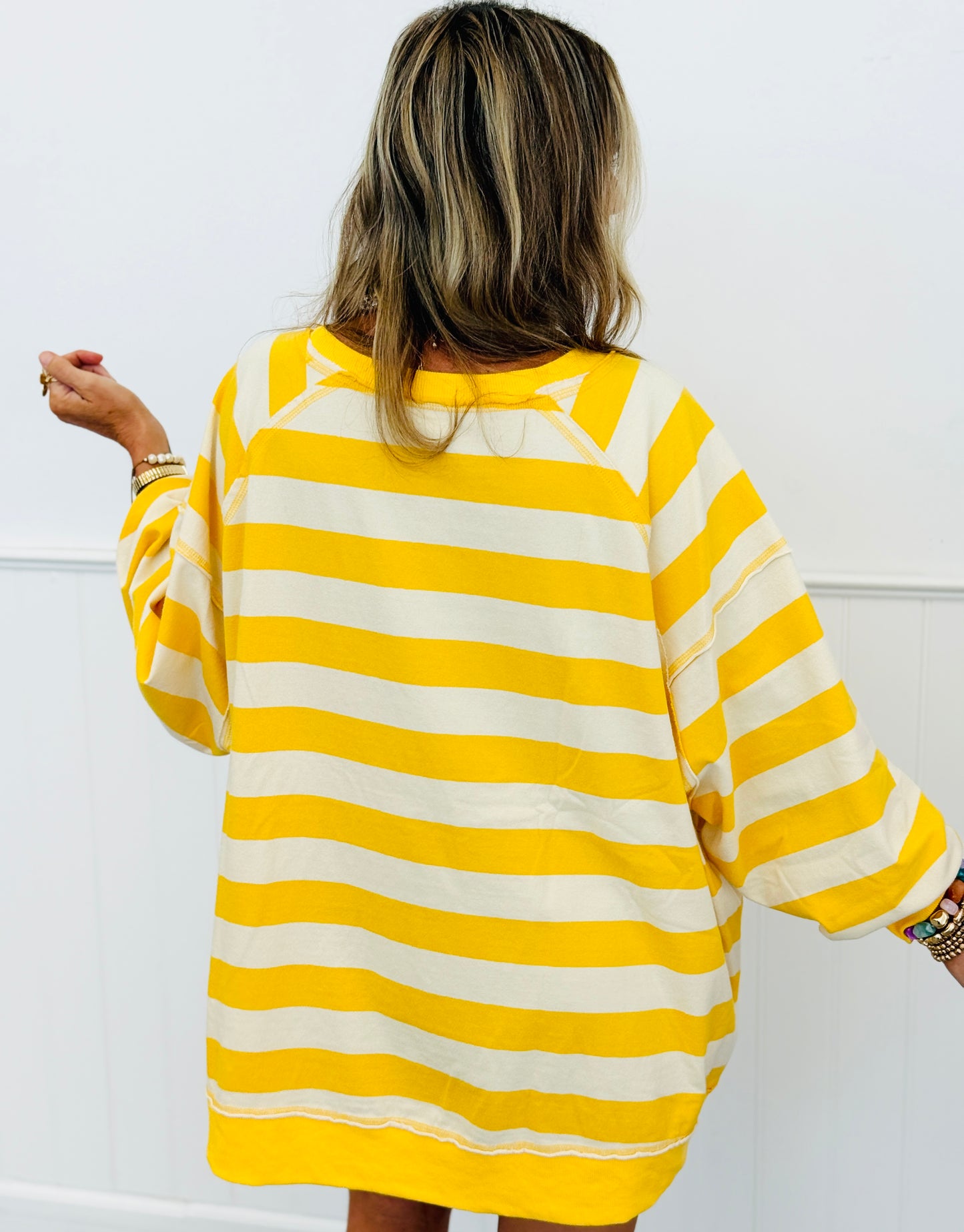 Yellow/Ivory Oversized Stripe Sweatshirt (Reg.)