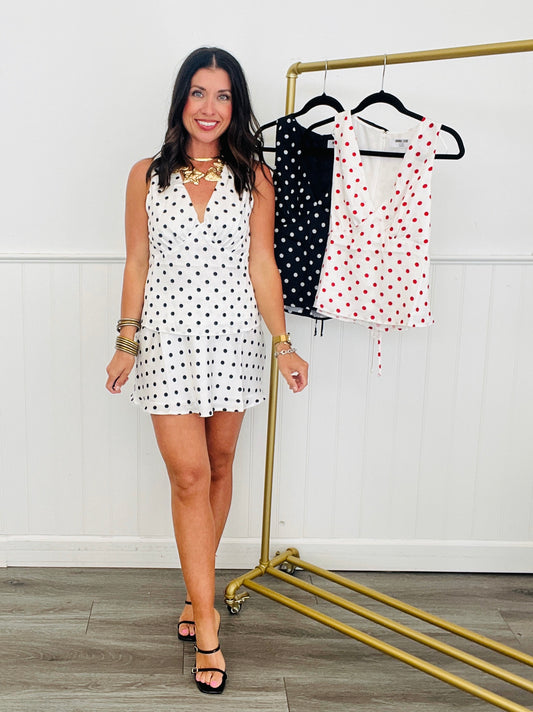 Satin Polka Dot Sleeveless Top (Reg.) - 3 Colors