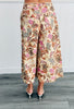 Lavender/Brown Floral Tropical Print Cropped Pants (Reg. and Plus)