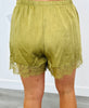 Olive Lace Trim Shorts (Reg.)