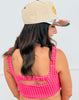 Hot Pink Gingham Print Ruched Bra Top (Reg.)