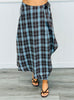 Brown/Blue Combo Plaid Wrap Midi Skirt (Reg & Plus)