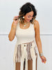 Ribbed Asymmetrical Fringe Hemline Top (Reg.)- 2 Colors