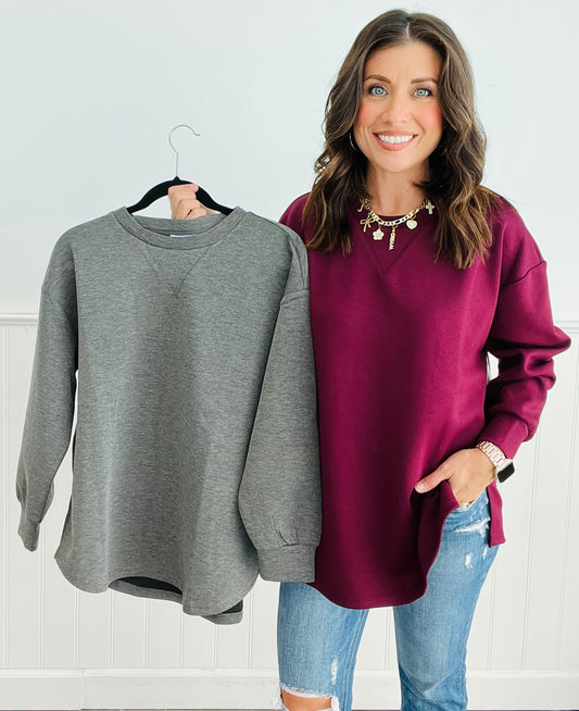 Solid Pullover Top (Reg. and Plus) - 2 Colors