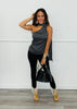 Black Rhinestone Fringe Hem Pants (Reg.)