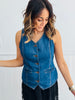 Denim Button Down Vest Top (Reg. and Plus)