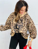 Queen Of Sparkles Tan Leopard Card Logo Mock Neck Sweatshirt (Reg. and Plus)