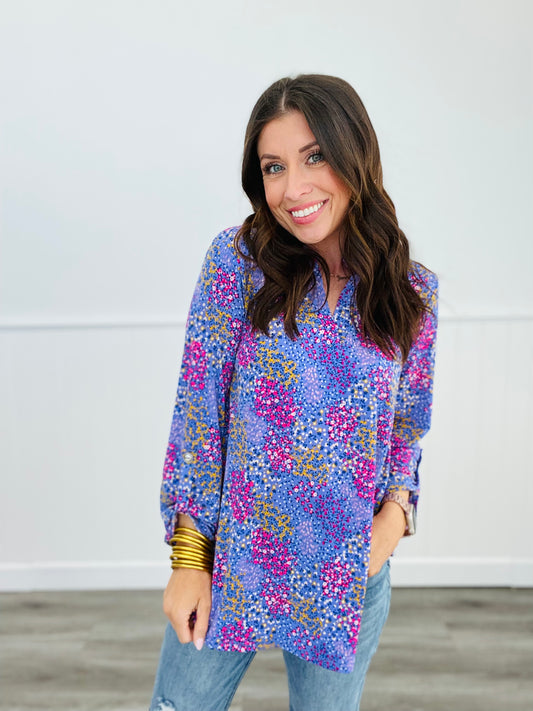 Dear Scarlett Lavender Flowery Lizzy Top (Reg. and Plus)