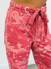 Dusty Rose Bandana Paisley Print Barrel Pants (Reg.)