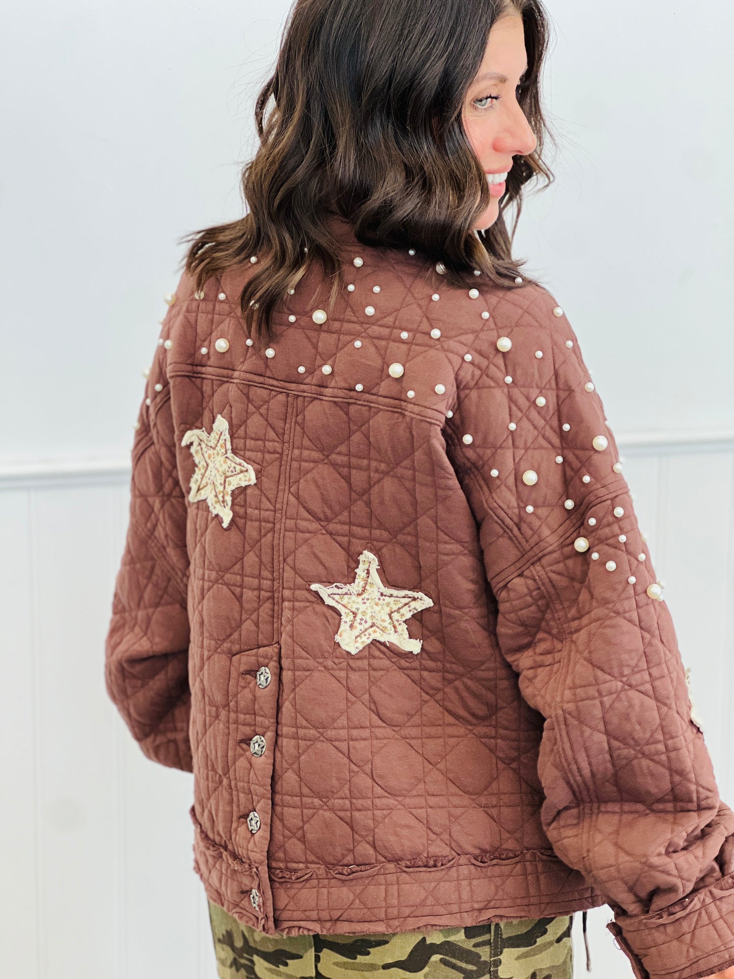 POL Chocolate Quilted Stars/Pearl Jacket (Reg.)