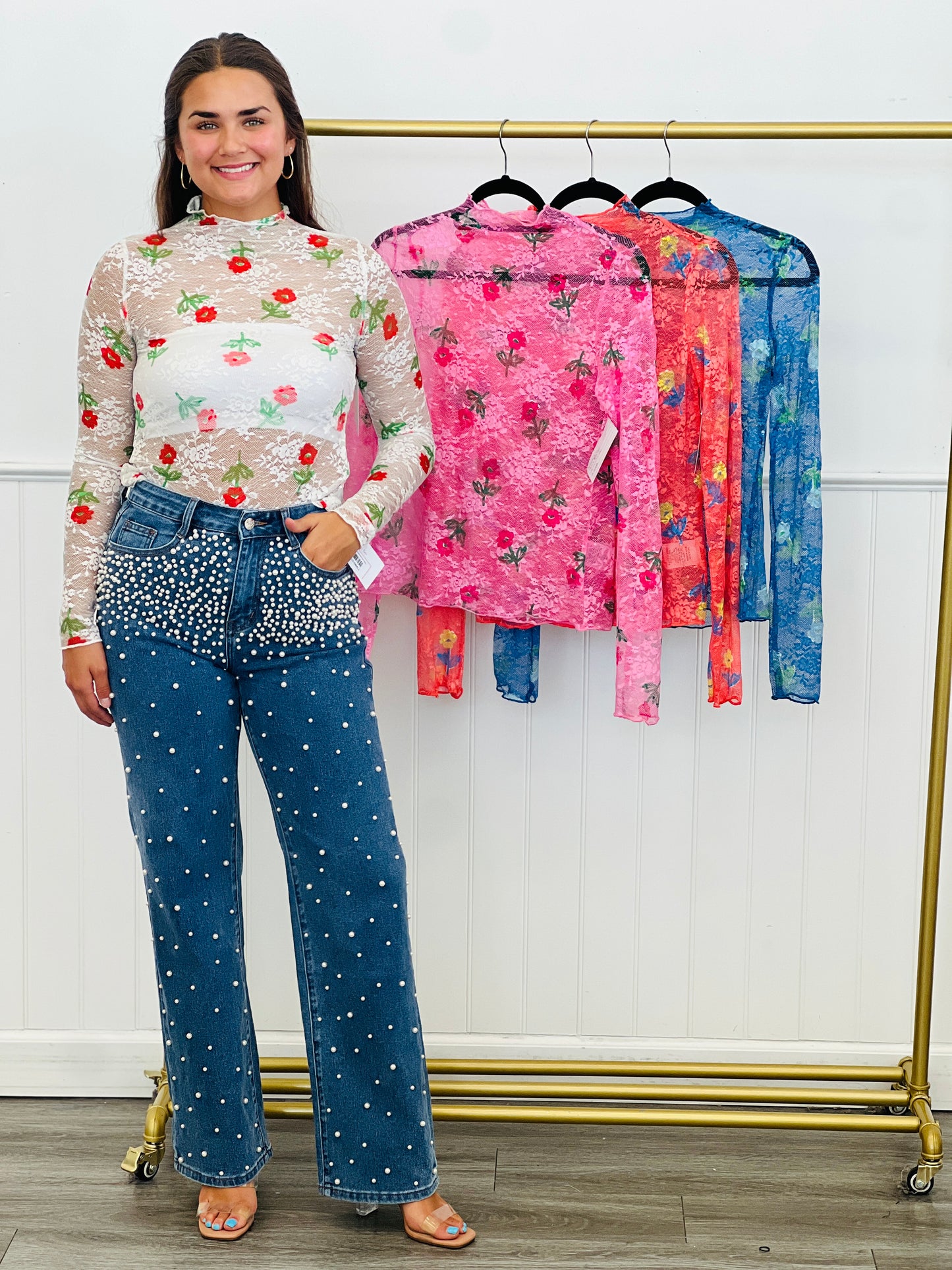 Bloom Mesh Floral Top (Reg.)-4 Colors