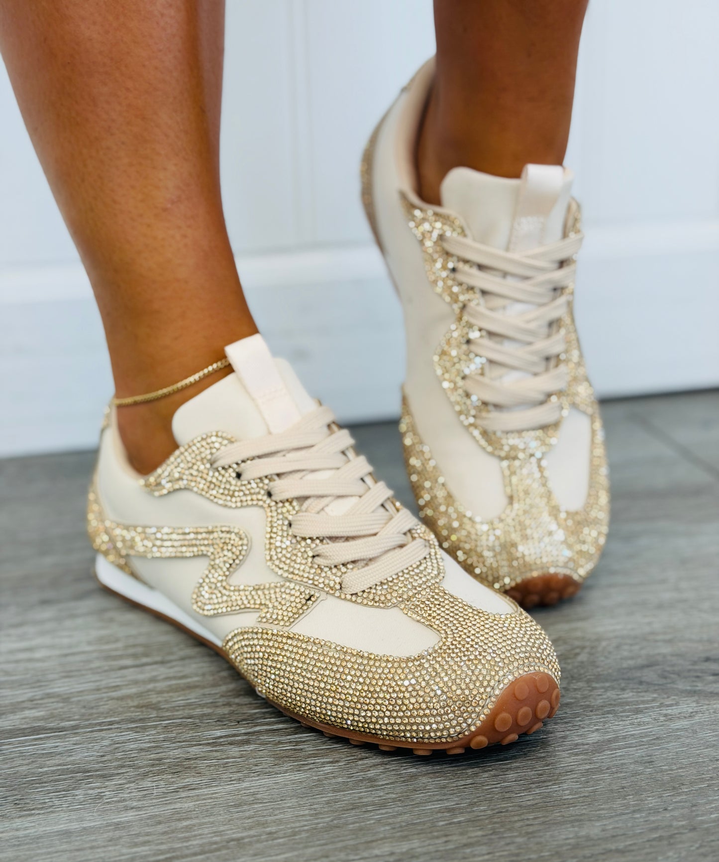 Nude/Gold Sparkle Society Sneakers