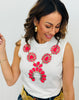 Queen Of Sparkles White & Pink Necklace Tank (Reg. and Plus)