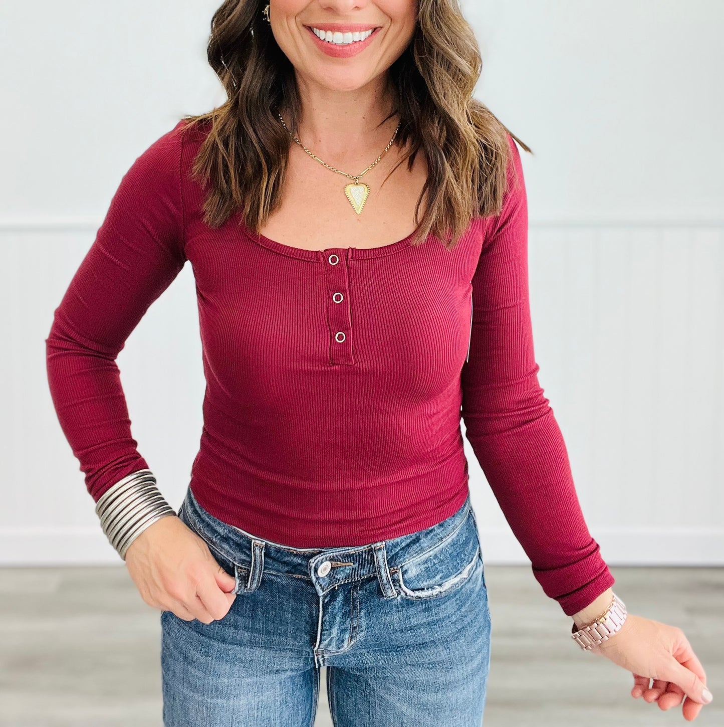 Everyday Basic Ribbed Henley Top (Reg.) - 6 Colors