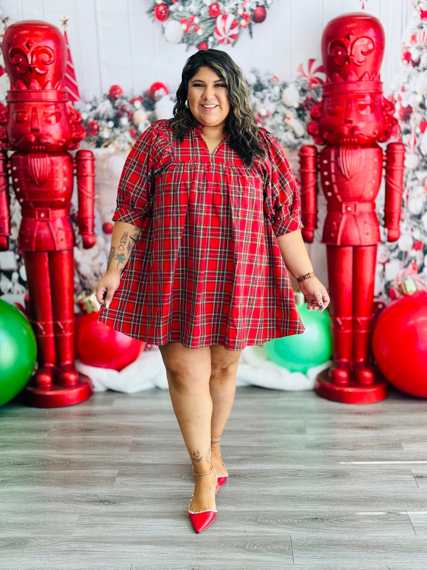 Ready In Red Plaid Mini Dress (Reg & Plus)