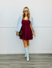 Burgundy Peplum Mini Dress (Reg.)