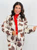 Cream/Brown Cow Print Zip Up Jacket (Reg.)