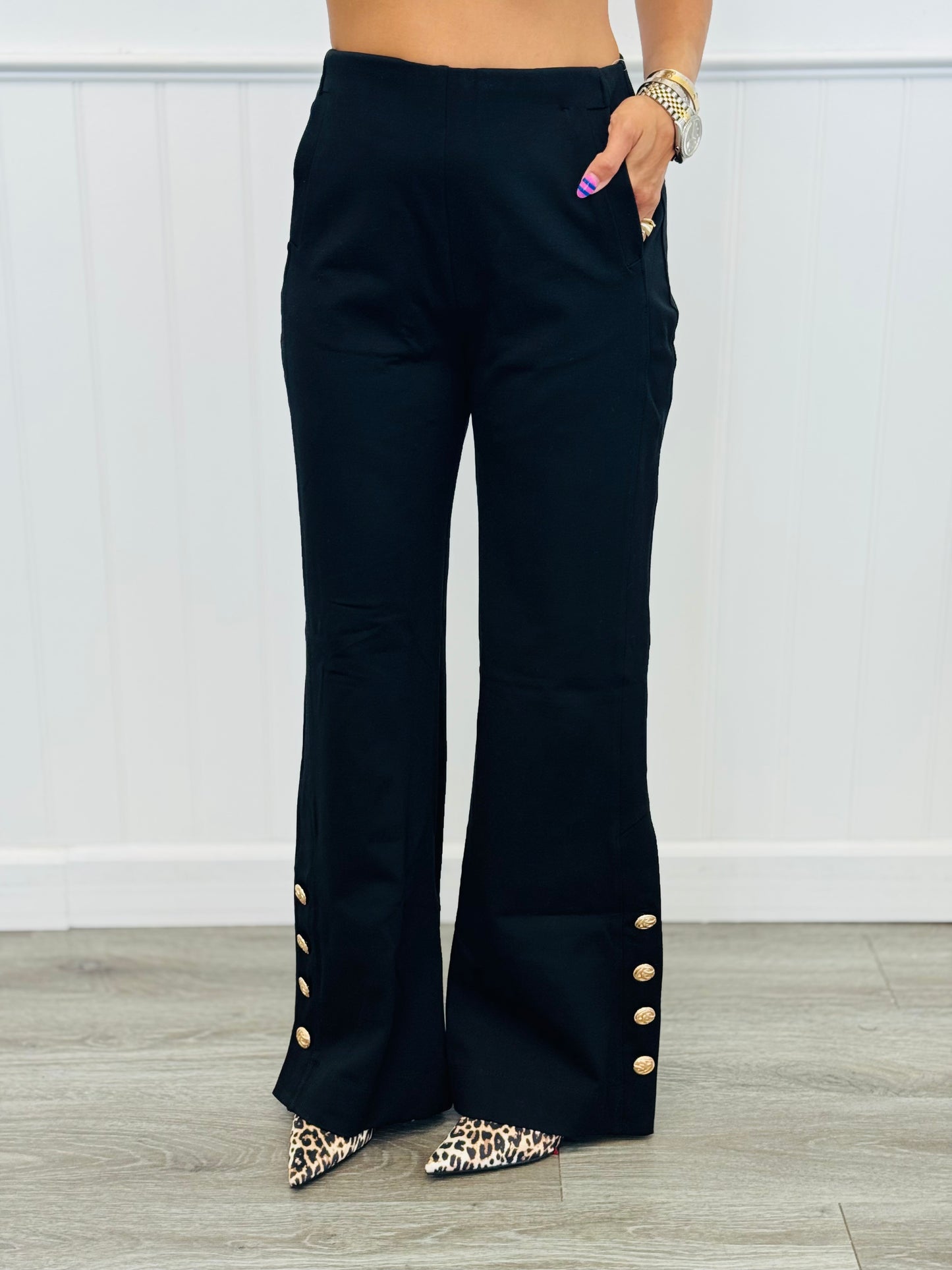 Dear Scarlett Magic Gold Button Wide Leg Pants (Reg. and Plus) - 7 Colors