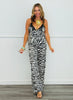 Black Satin Zebra Print Cami Top & Pant Set (Reg.)