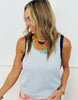Pale Blue Three Fish Sweater Top (Reg.)