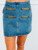Braid Trim/Gold Button Denim Mini Skirt (Reg.)