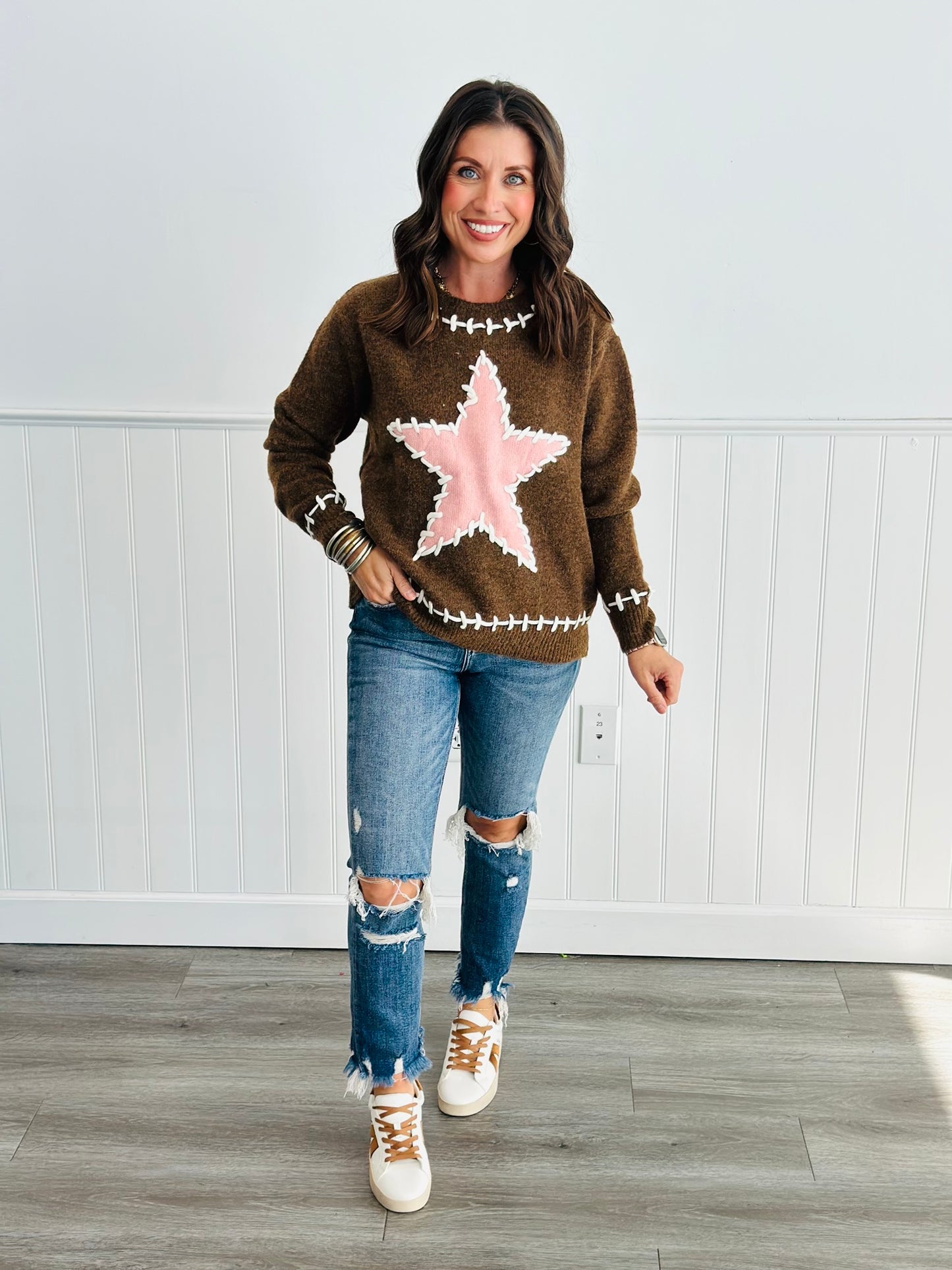 Star Patch Stitch Knit Sweater (Reg.)