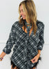 Black Plaid Button Up Blouse (Reg.)