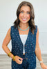 Dark Denim Floral Print Vest (Reg & Plus)