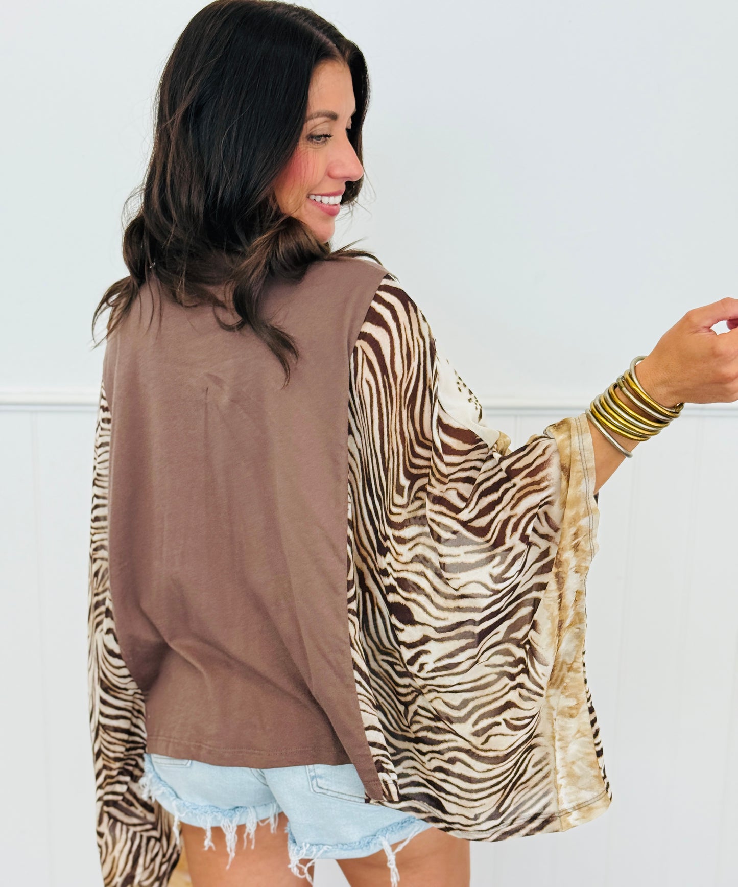 Free Bird Animal Print Kaftan Top (Reg.)