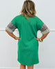 Kelly Green Contrast V-Neck Mini Dress (Reg. and Plus)