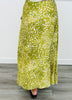 Green Deer Print Front Slit Midi Skirt (Reg.)