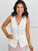 White Button Down Vest Top (Reg.)