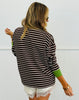 Brown Striped Polo Long Sleeve Top (Reg.)