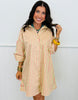 Avocado/Pink Striped Mini Shirt Dress (Reg & Plus)